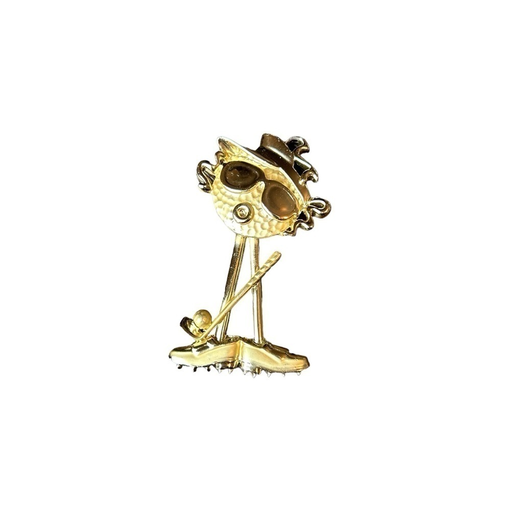 Vintage Gold Tone Golf Girl Articulated Statement Brooch/Pendant - Picture 6 of 11